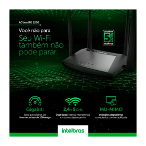ROTEADOR WIRELESS GIGABIT DUAL BAND - ACTION RG 1200 INTELBRAS - Image 2