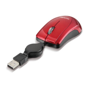 MOUSE C/ FIO RETRÁTIL MINI PIANO RED USB - MO163 - Image 1